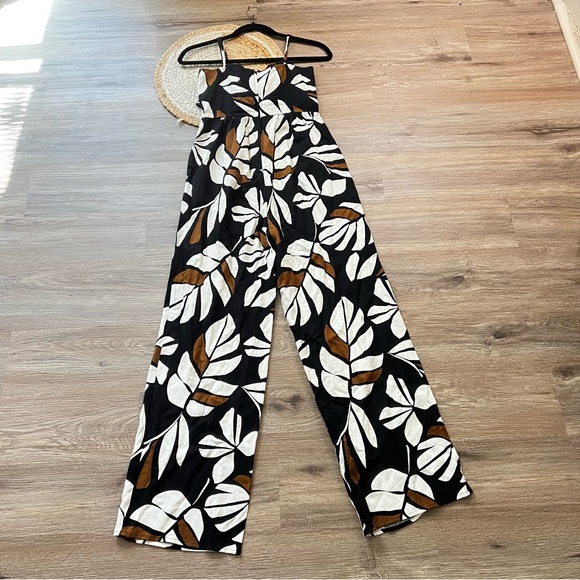AUDREY PARKS X FRANCESCA'S Jaiden Palm Pom Pom Trim Jumpsuit Retail $66 - Picture 7 of 9